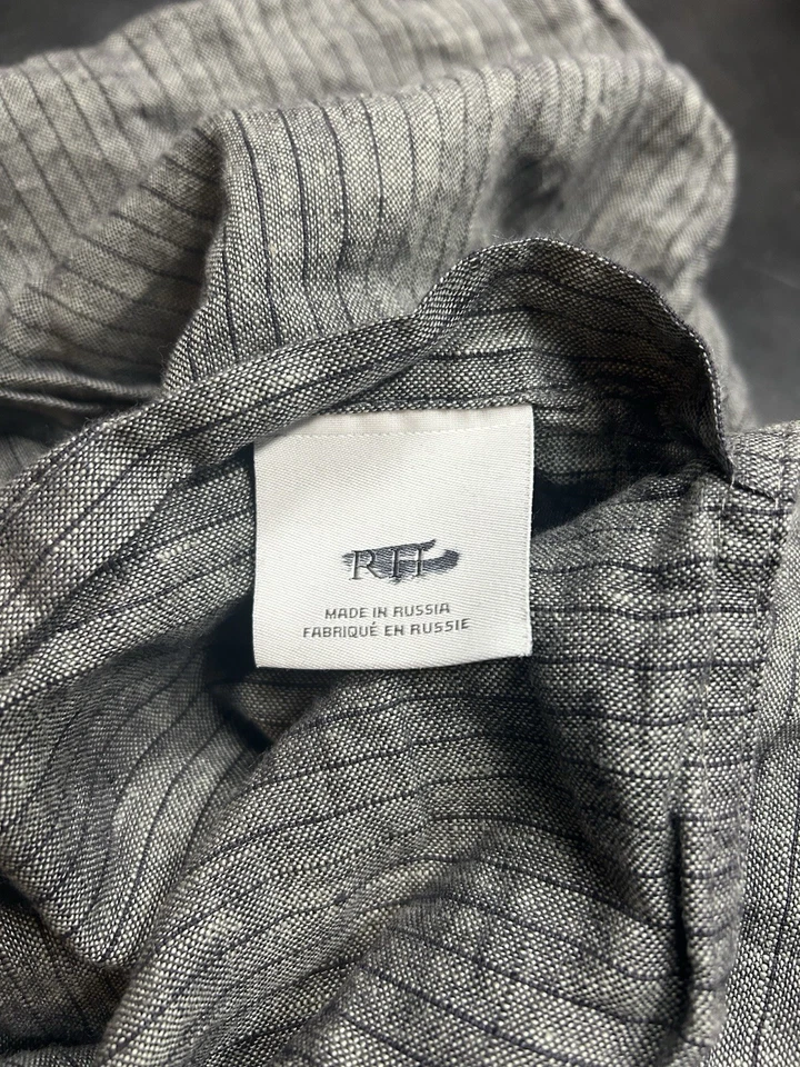 Restauración Hardware Tejido Derecha Rayas Lino Talla King Size Sham Negro Gris Foto 4 de 4