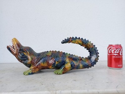 Vintage 1940s Amazing Palissy Majolica Huge Lizard Portuguese Bordallo School