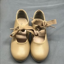 Capezio TeleTone Tap Shoes Tan Leather Lace Up Youth Girls Child Size