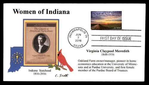 Mayfairstamps US FDC 2016 Indiana Virginia Claypool Meredith First Day Cover aau