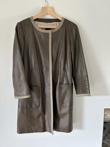 Max Mara weekend Leather 3/4 Length Jacket/Coat size 12 Medium  