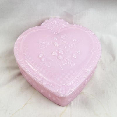Mosser Glass Pink Crown Tuscan Wild Strawberry Heart Box Fenton Mould