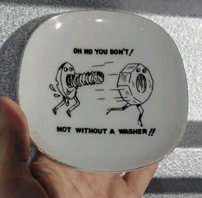 ''Oh No You Don't Not Without A Washer'' Novelty Naughty Adult Humor MCM Plate