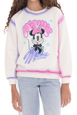 Disney Character Girls Sweatshirt Sz M Cream Minnie Mouse Crewneck Ribbed Cute