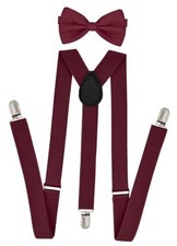 Men  s Suspenders and Bow Tie Set   Adjustable Y-Back Suspenders with Burgundy