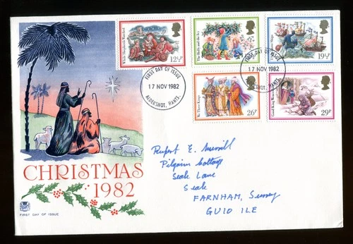 1982 Christmas Carols Stuart FDC. Aldershot, Hants First Day Cover. SG 1202-1206