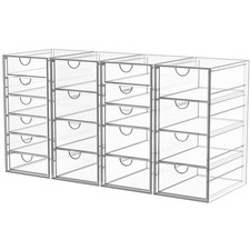 Acrylic Makeup Organizer with 19 Drawers - Clear Storage for Vanity Desk