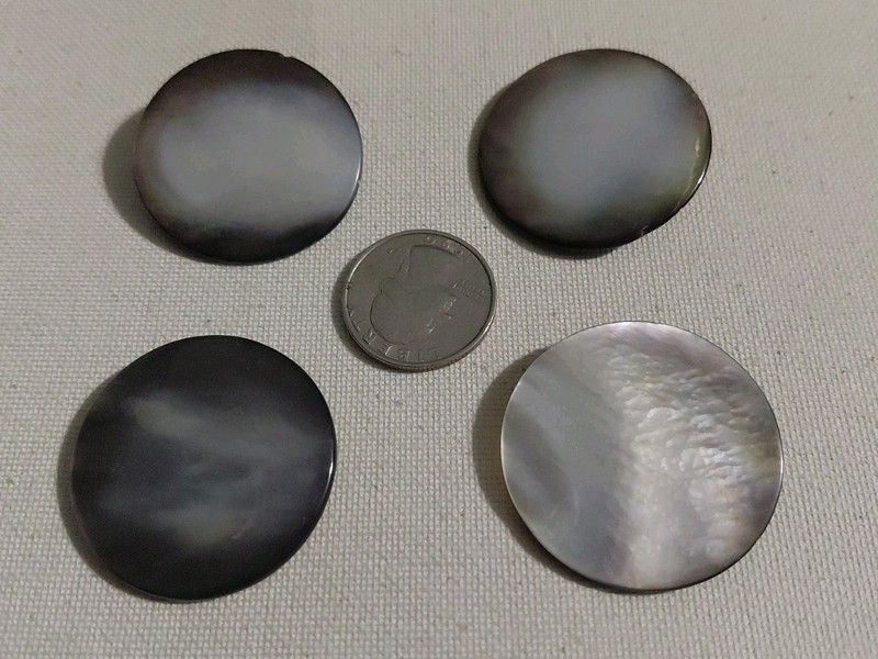 Lot of 4 Large Vintage Carved Mother of Pearl Shank Buttons, about 1.5", Purple