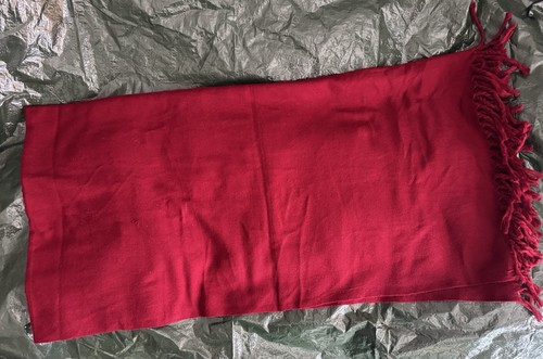 Maroon Burgundy Wool Tibetan Prayer Shawl Meditation Yoga 38” X 79” Monk Zen