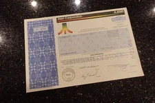 Vintage ATARI 2600 Electronic  Video Arcade game console STOCK CERTIFICATE C1 #3