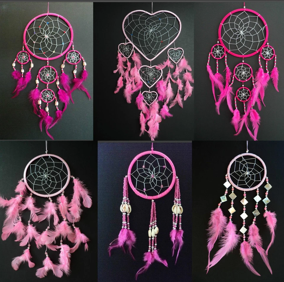 Girls Dream Catcher Pink Dreamcatcher Gift Bedroom Decoration Wall Hanging - Imagem 4 de 4