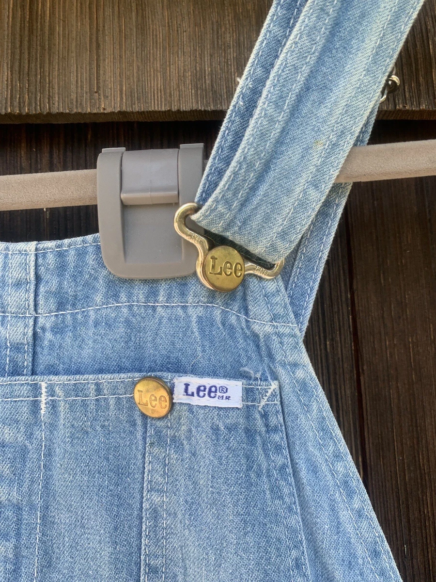 Vintage Lee Overalls Light Wash Denim Jeans 70s 80s USA Made Small Missing Clasp