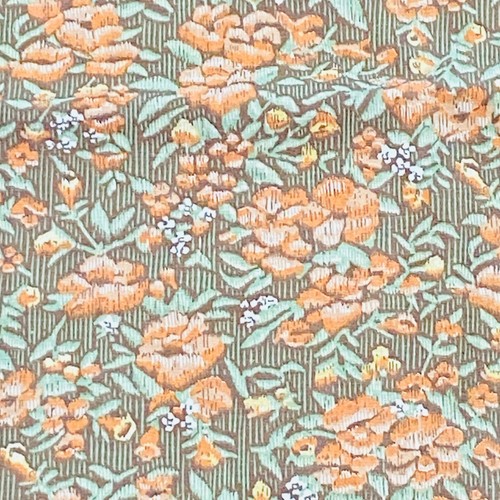 1.6 YD Abstract Floral Fabric Orange Brown Quilting Cotton - Picture 2 of 4