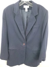 Lands End Navy Blue Single Button Blazer 75 Wool 25 Cashmere Size 8