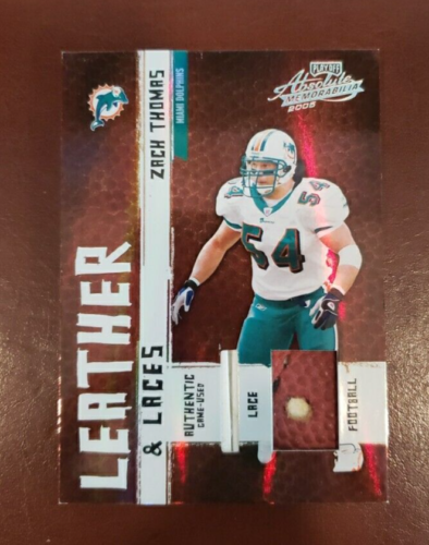 Playoff Absolute Memorabilia 2005 cuero y cordones/25 Zach Thomas #LL-21 casi nuevo-como nuevo - Imagen 1 de 3