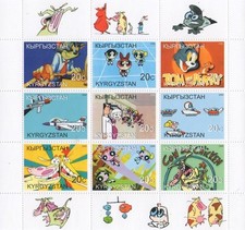 Tom e Jerry Powerpuff Ragazze Cartoni Animati 2000 MNH Foglio Timbro