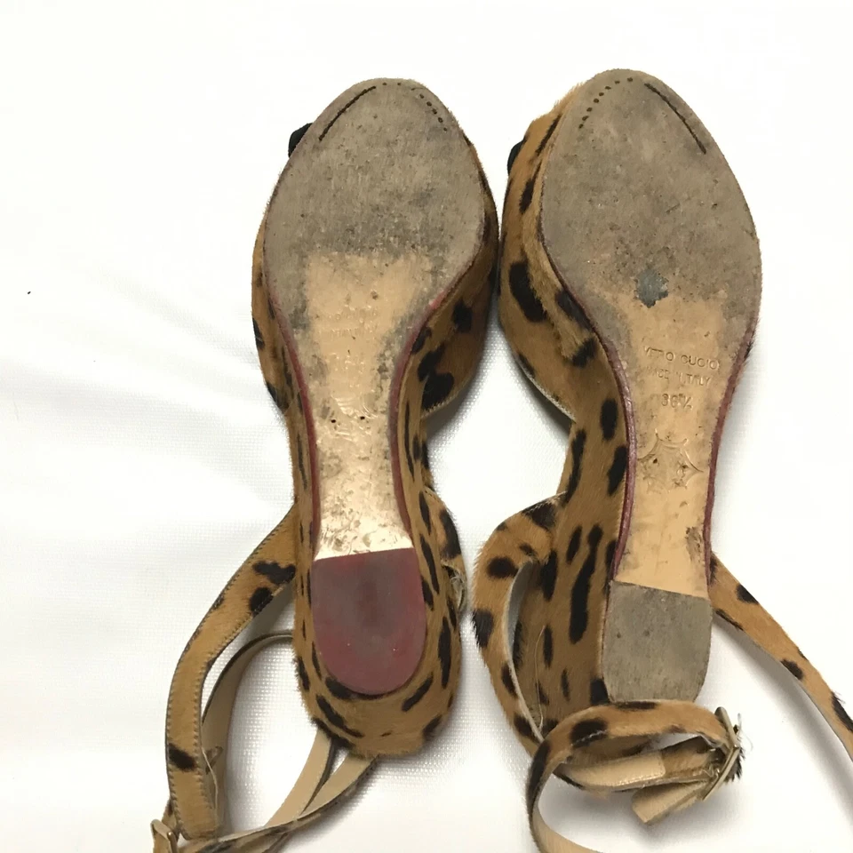 Sandalia Charlotte Olympia Alexa correa al tobillo cuña pelo de becerro leopardo 36,5 EE. UU. 6,5/7 Foto 4 de 4