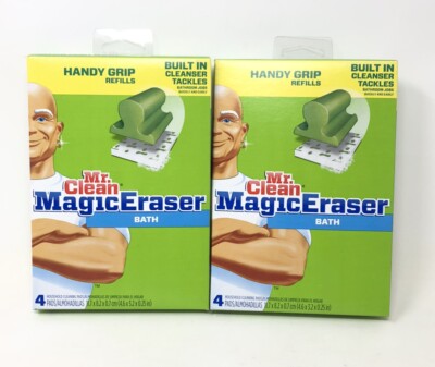Lot Of 2 Mr Clean Magic Eraser Handy Grip Bath Refill Pads 8 Pads Total
