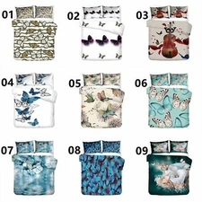 Butterfly 3D Single Double Queen King Super King Bed Quilt Doona Duvet Cover Set