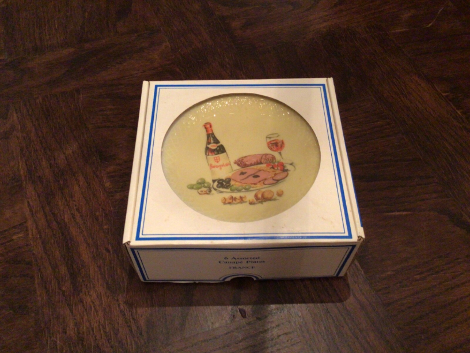 VINTAGE PHILIPPE DESHOULIERES PORCELAIN CANAPÉ PLATES NIB