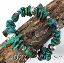 Blue Turquoise Bracelet Nugget Beads Stretch Healing Women Gemstone Kingman