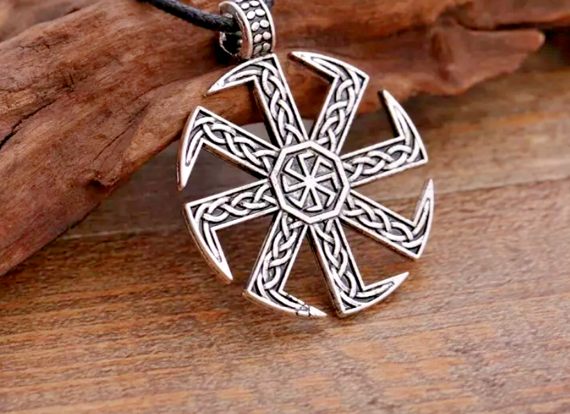 Slavische Kolovrat hanger Viking Wereld Boom Mannen Ketting Amulet Zon Wiel Hanger Ketting Vintage Rvs Sieraden Gift