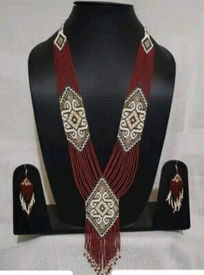 Handmade Necklace Seed Bead Boho American Style Nativ Beaded Multi Strand