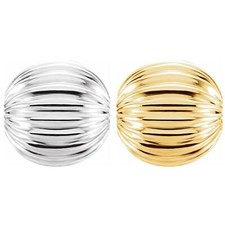 14K Gold or 925 Silver 6mm Corrugated Ridged Round Ball Bead Spacer 1.6mm Hole