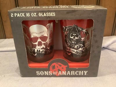 Sons Of Anarchy ''Fear The Reaper'' & Samcro Pint Glass Set New in Box
