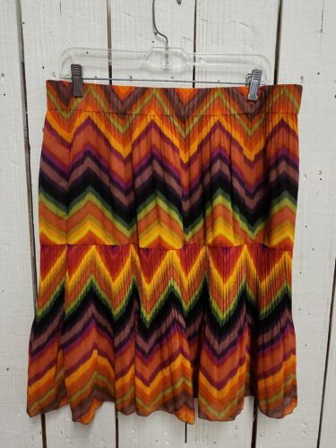 Sunny Leigh Colorful A-Line Skirt Size XL Knee Len