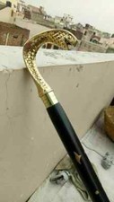 BLACK STICK KING COBRA HEAD SOLID BRASS DESIGNER HANDLE WALKING CANE SOLID gift