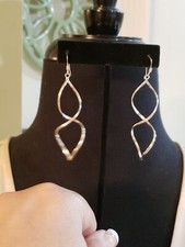 STERLING SILVER Open Swirl Dangle Earrings, 2.75" Long