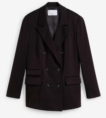 Neu Doppelreihiger Blazer mit V-Ausschnitt Gr. 42 Schwarz Damenblazer