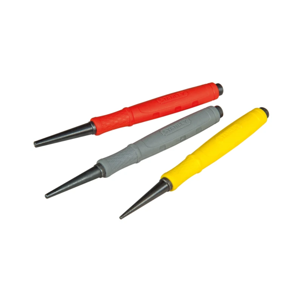 STANLEY DYNAGRIP™ NAIL PUNCH SET 3 PIECE HARDENED 0.8MM 1.6MM 2.4MM