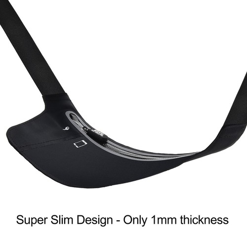 Black Unisex Waist Belt Bum Bag Jogging Running Travel Pouch Keys Mobile Money - Picture 4 of 12