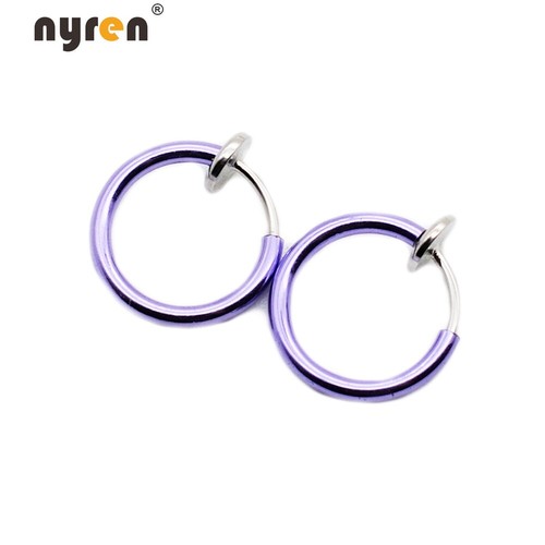 Multi Color Fake Piercing Earring Ring Hoop Ear Lip Nose Body Septum Piercing - Picture 23 of 27