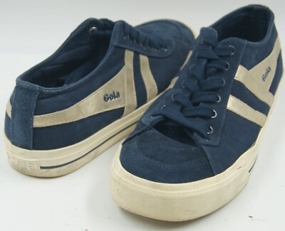 Gola Classics Quota II Mirror Sneakers Women's Size 9 Navy Gold Canvas Shoes