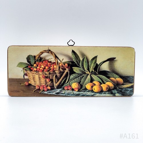 Vintage Murale Stampa Artistica su Legno " Frutti “Stampato IN Italia 10x24cm - Bild 1 von 9