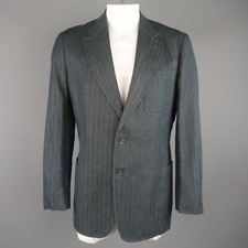 VESTE De Sport En Coton Et Lin Indigo À Chevrons VERSACE COLLECTION Taille 46