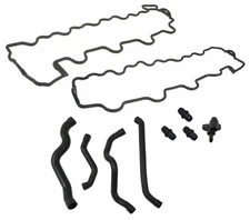 Valve Cover Gasket Lt & Rt + Breather Hose w/ Connector Kit for Mercedes 113 V8