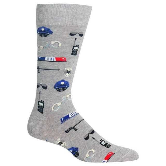 Police Gear Hot Sox Men's Crew Socks Grey New Novelty Law Enforcement