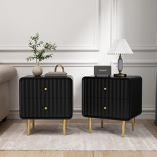 Set of 2 Nightstand Bedside Table End Side Table with 2 Drawers Storage Bedroom