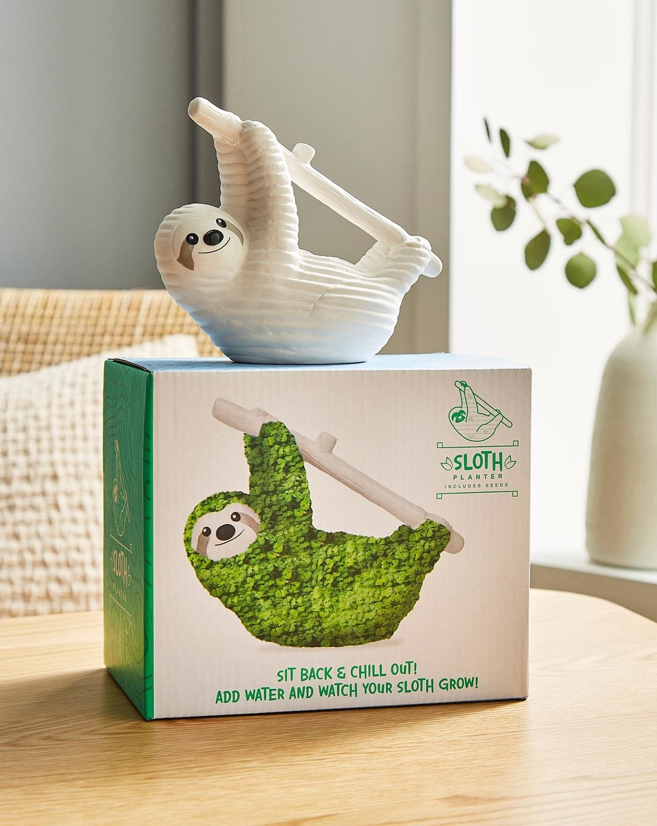 3-Piece Sloth Succulent Plant Pots With Bamboo Tray - Cute Ceramic Planters For Small Plants