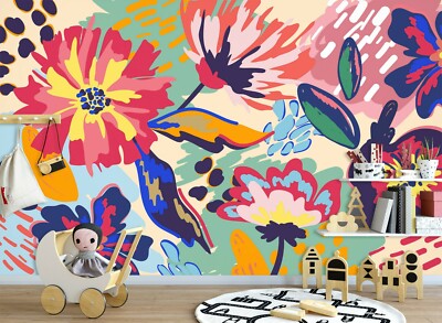 3D Painted Flowers 34847NA Wallpaper Wall Murals Removable Wallpaper Fay