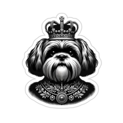 Sticker Shih Tzu Silhouette Royalty Crown 2x2'' 3x3'' 4x4'' 6x6'' Dog Lover Gift