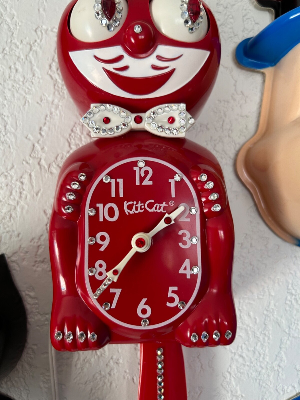 RESTORED RED w/ logo jeweled vintage electric kit cat klock kat clock