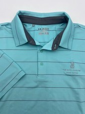 Under Armour Men's Loose Heat Gear Short Sleeve Teal Stripe Golf Polo Shirt 2XL