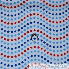 BonEful Fabric FQ Cotton Quilt VTG White Red Navy Blue American Flag Star Stripe