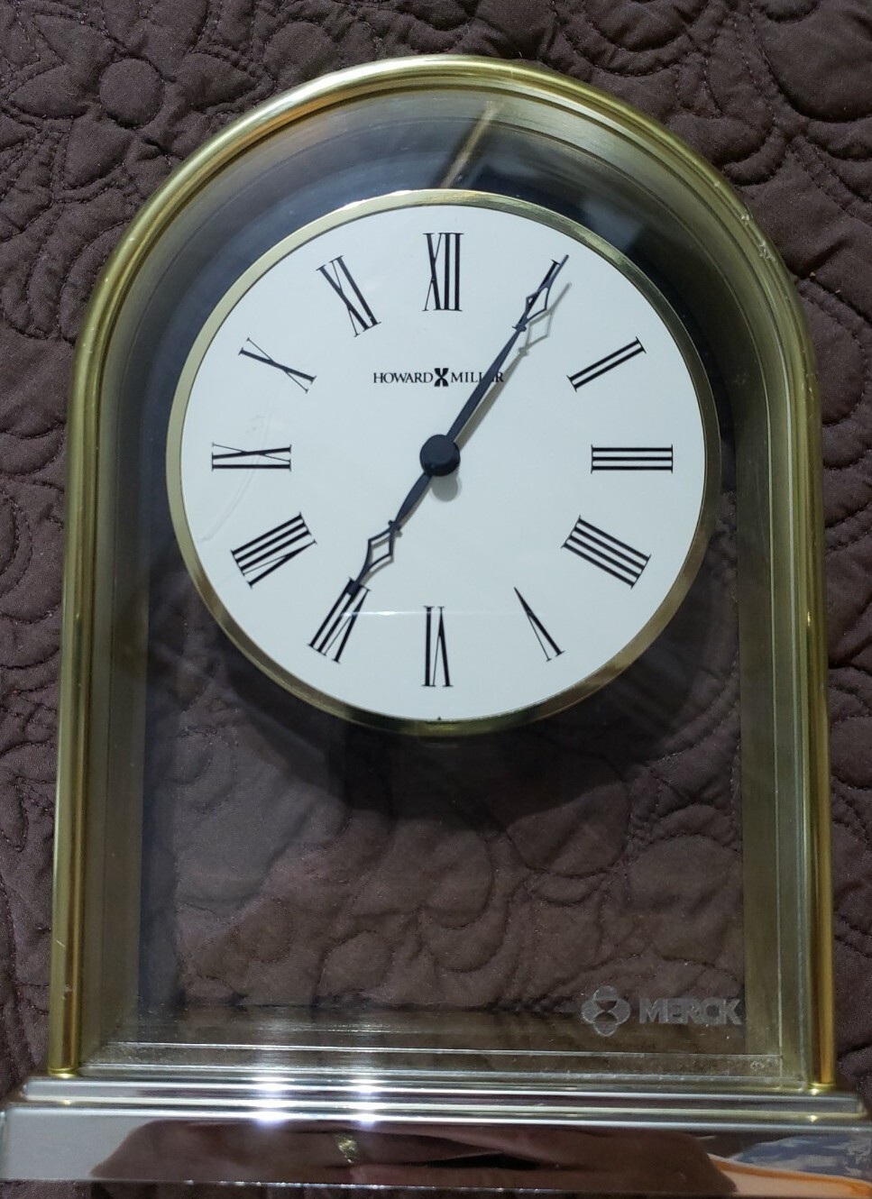Howard Miller Arched Quartz Table Clock Gold Tone Model 613 118 af photo Howard Miller Arched Quartz Table Clock Gold Tone Model 613 118 af photo