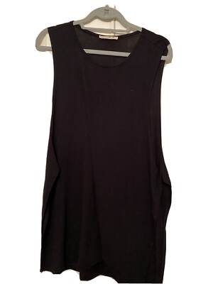 Womens Express One Eleven black sleeveless blousy shell/side slits ...